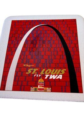 TWA ST LOUIS Fly TWA Beverage Drink Coaster Vintage